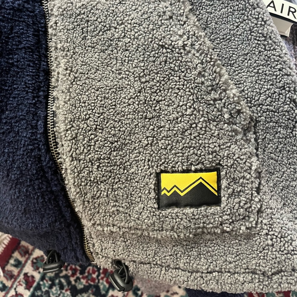 Lazy Oaf Blue Colorblock Sherpa Full-zip Hoodie Sweatshirt - Picture 8 of 9